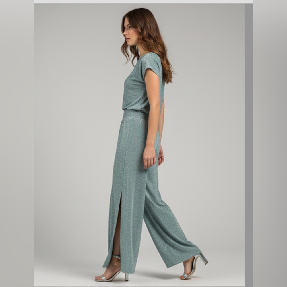 Boston Proper Glitter Pant Suit Blue/Green - Picture 2 of 8